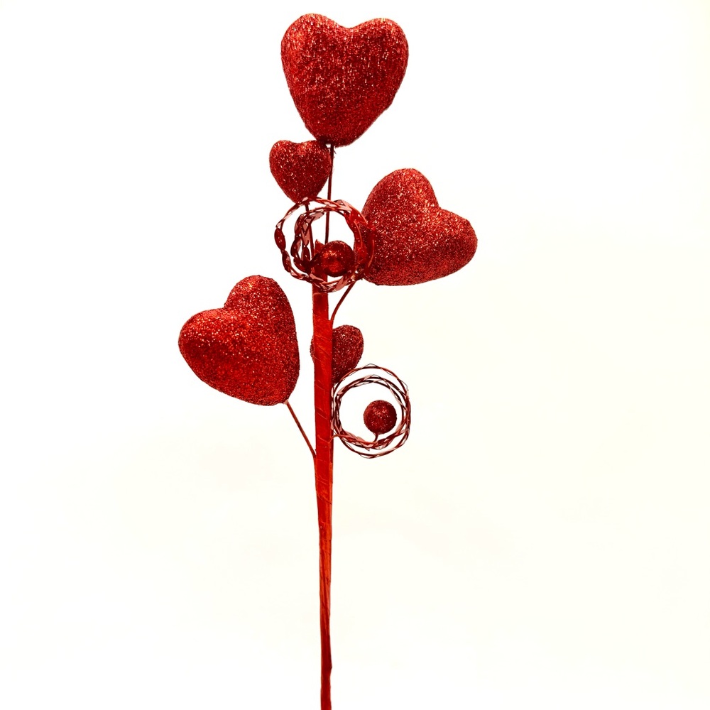 Red Glitter Foam Heart Pick for Valentine’s Party Decor 12”